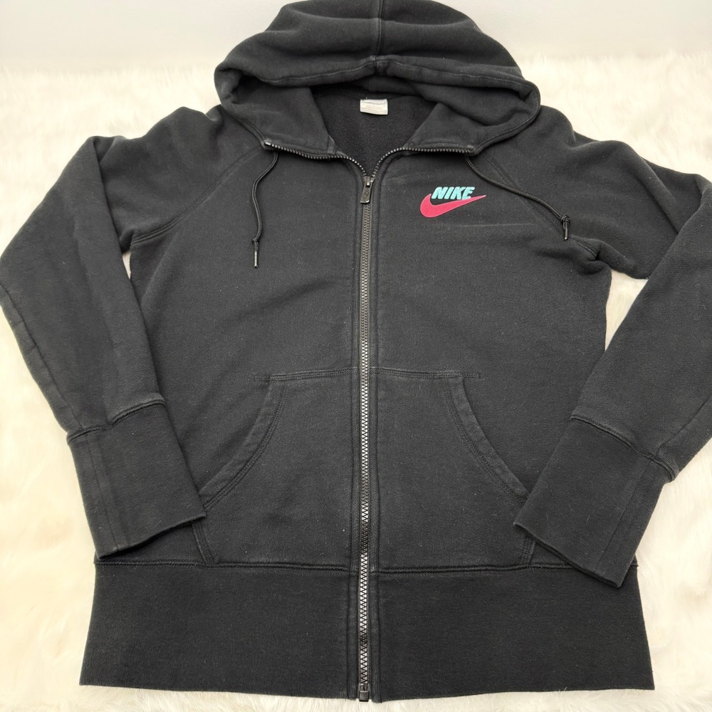 Nike | Full Zip Hoodie Sweatshirt in Black with Bright Velvet Logo‎